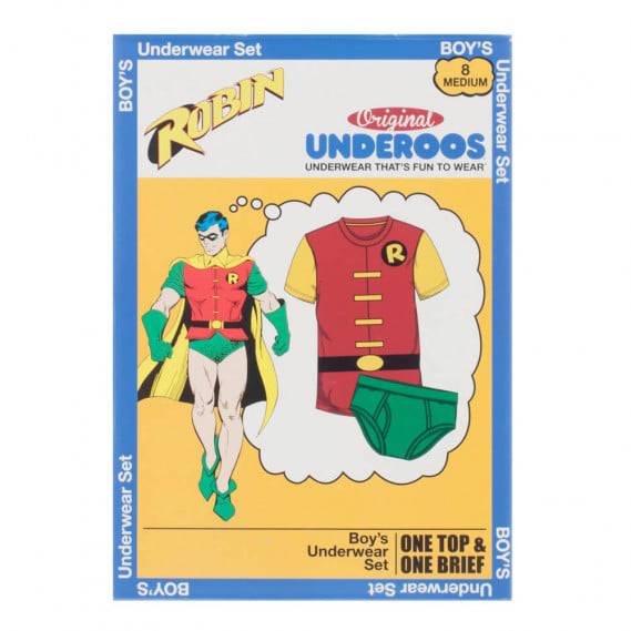 Conjunto de camiseta y ropa interior Robin Underoos de DC Comics para niño