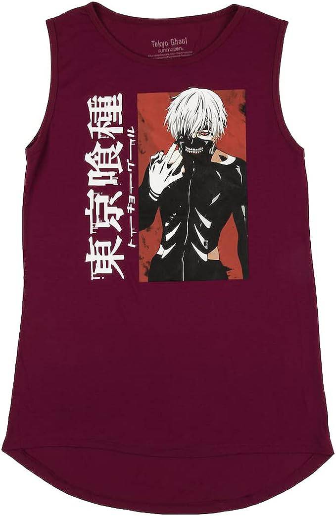 Camiseta sin mangas para mujer Tokyo Ghoul Ken Kaneki con cuello redondo, sin mangas, color rojo cardenal