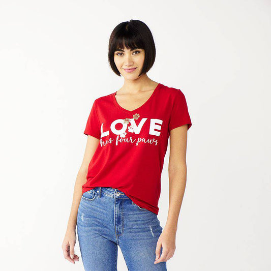 Women's Celebrate Togehter™ Red Love Has Four Paws Graphic Tee T-Shirt