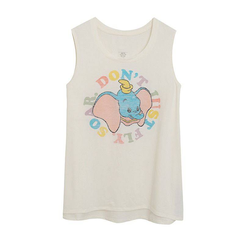 Women's Disney Dumbo Don't Just Fly Soar Disneyland White Sleeveless Tank Top