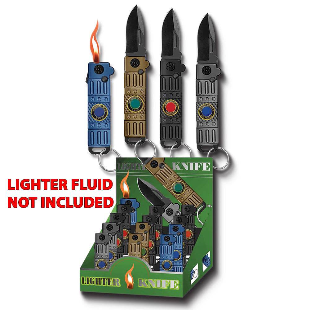 LK 1699-ANAM 3 inch Keychain Lighter Knife Display 12 PCS