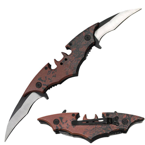 5.5 inch Folding Twin Blade Bat Knife Brown Pocket Folding Outdoor Camping Tool Multifunctional Fruit with