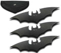 6 inch Bat Black Fixed Blade Knives 3 Piece Set with Sheath