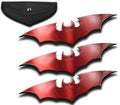 6 inch Bat Red Fixed Blade Knives 3 Piece Set with Sheath