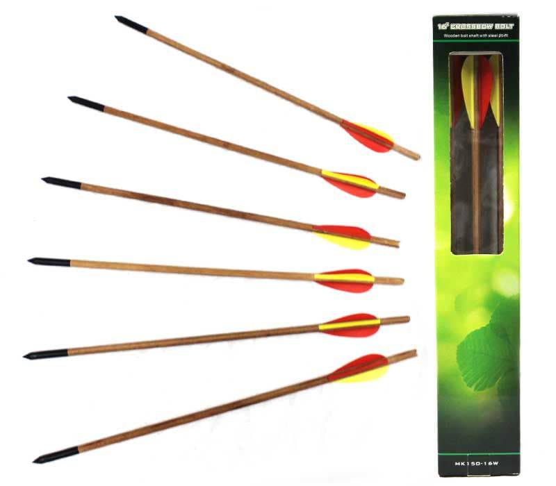 MK 150-16" Wood Archery Arrows 6 Piece Set