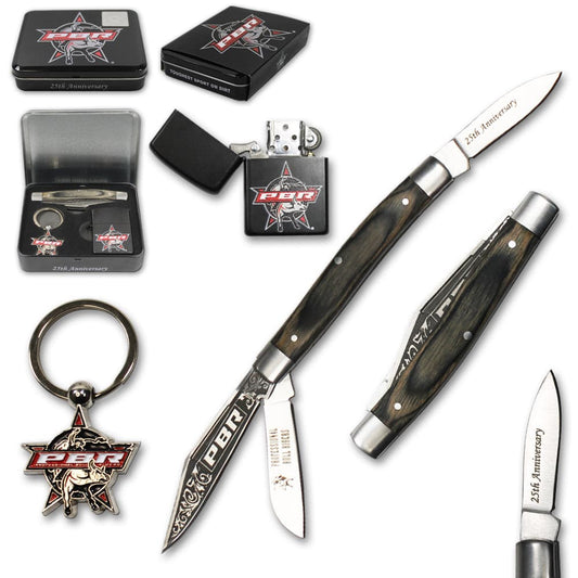 Caja de regalo con cuchillo profesional Bulls Riders (PBR) con licencia de 4"