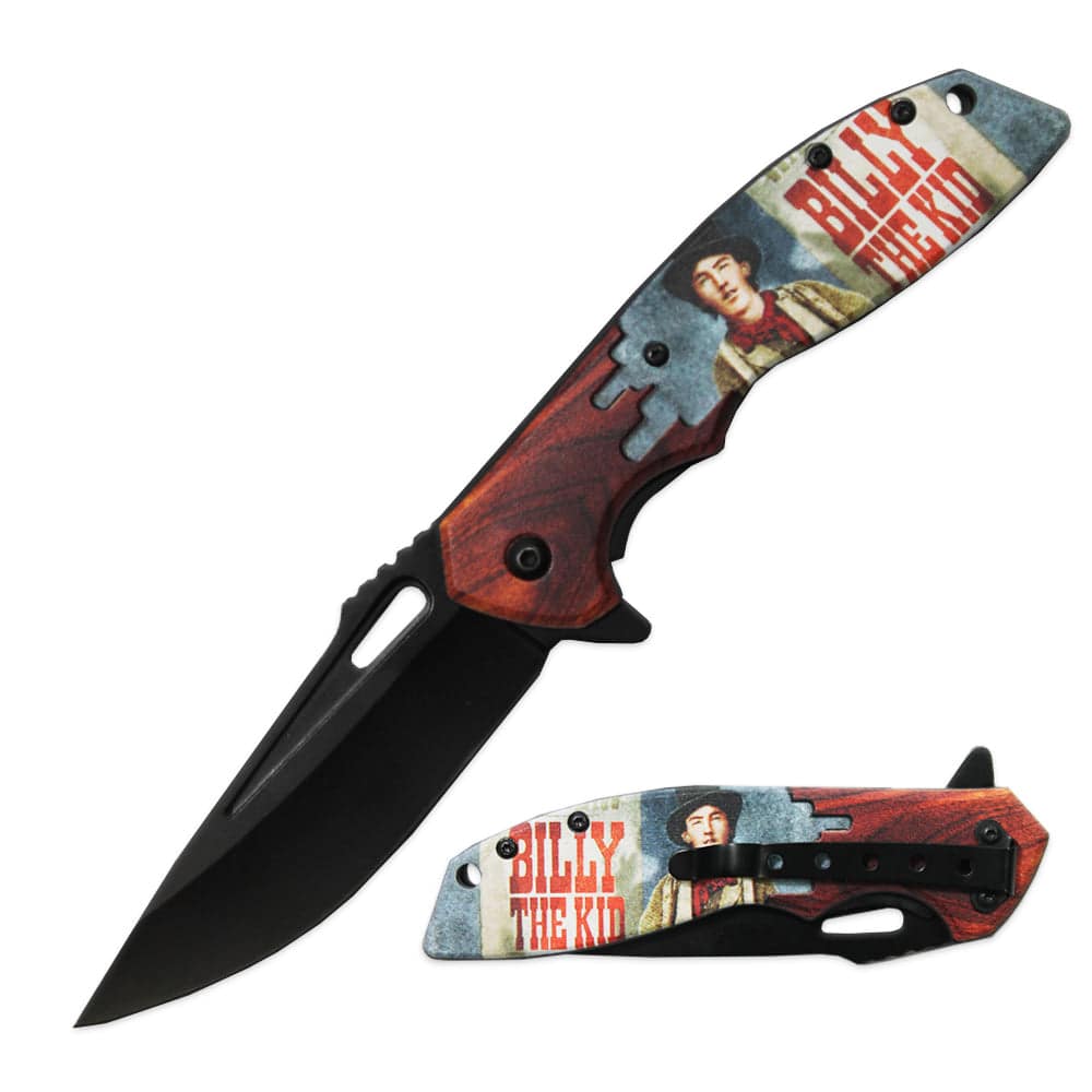 PK 3106-BK 4.5" Billy The Kid Outdoor Camping Tool Multifunctional Fruit Folding Knife with Belt Clip
