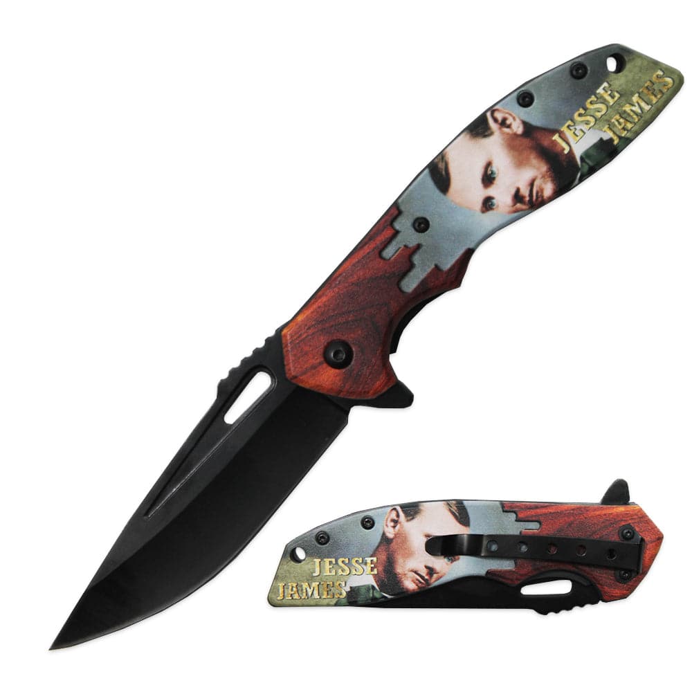 PK 3106-JJ 4.75" Jesse James Outdoor Camping Tool Multifunctional Fruit Folding Knife with Belt Clip