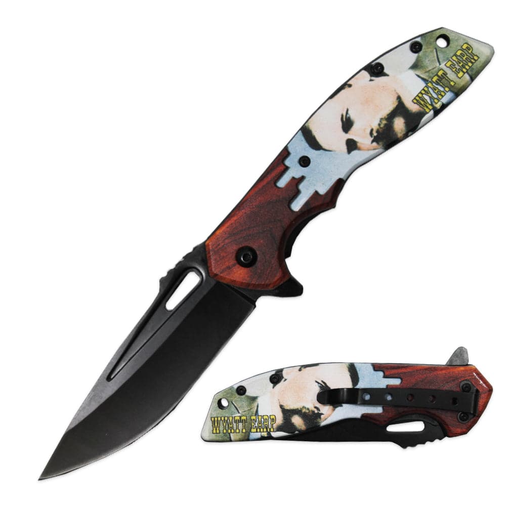 PK 3106-WE 4.75" Wyatt Earp Outdoor Camping Tool Multifunctional Fruit Folding Knife with Belt Clip