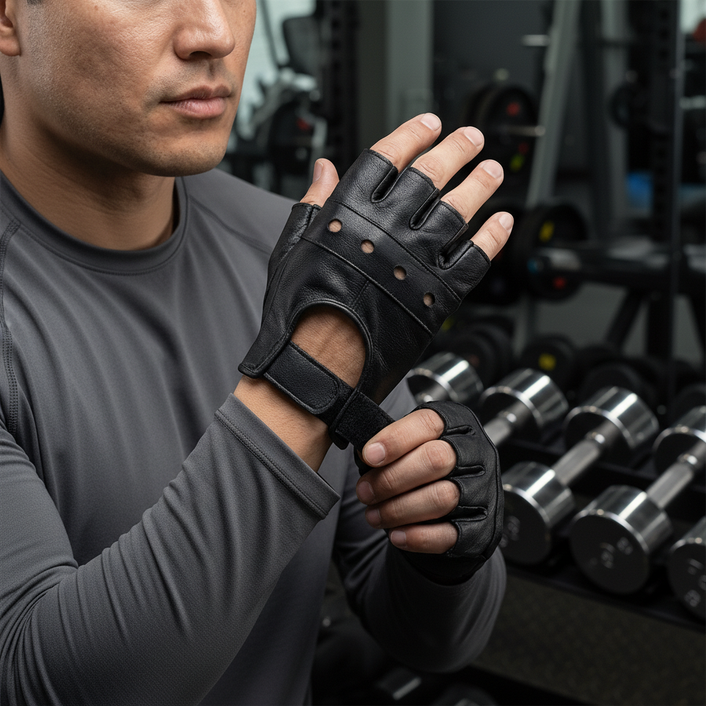 REX 307 Black Leather Weight Lifting Gloves - Short Finger Gym Gloves - view 3