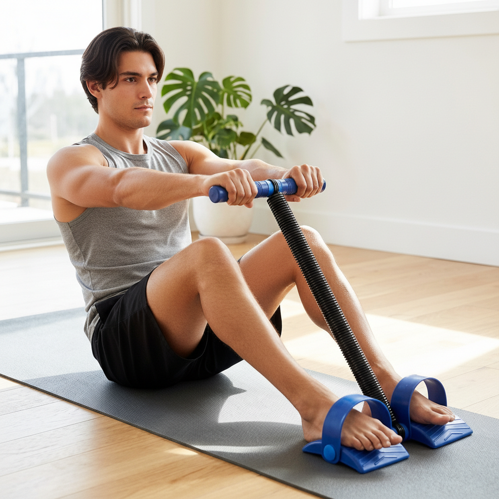 Spring Tension Rower & Curler - Portable Home Ab Exerciser - view 6