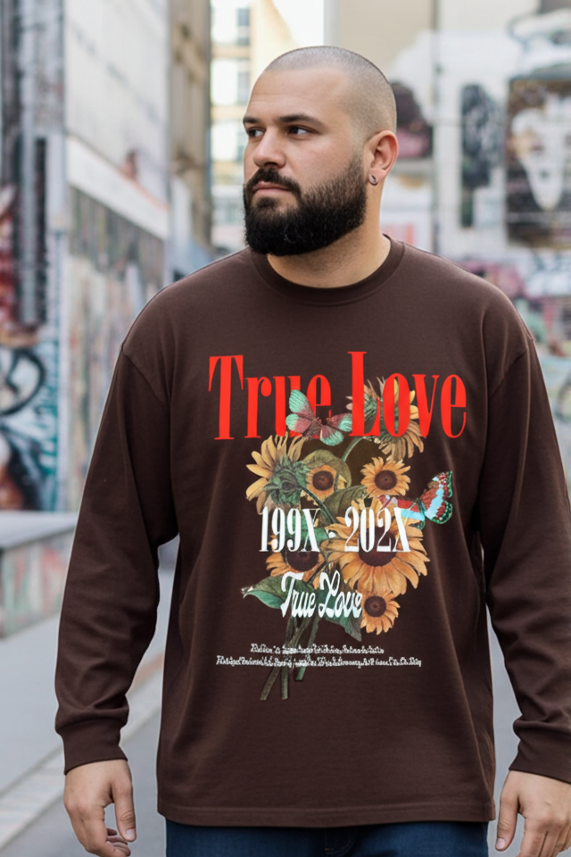 Men's Brown True Love Sunflower Graphic Long Sleeve T-Shirt - view 3