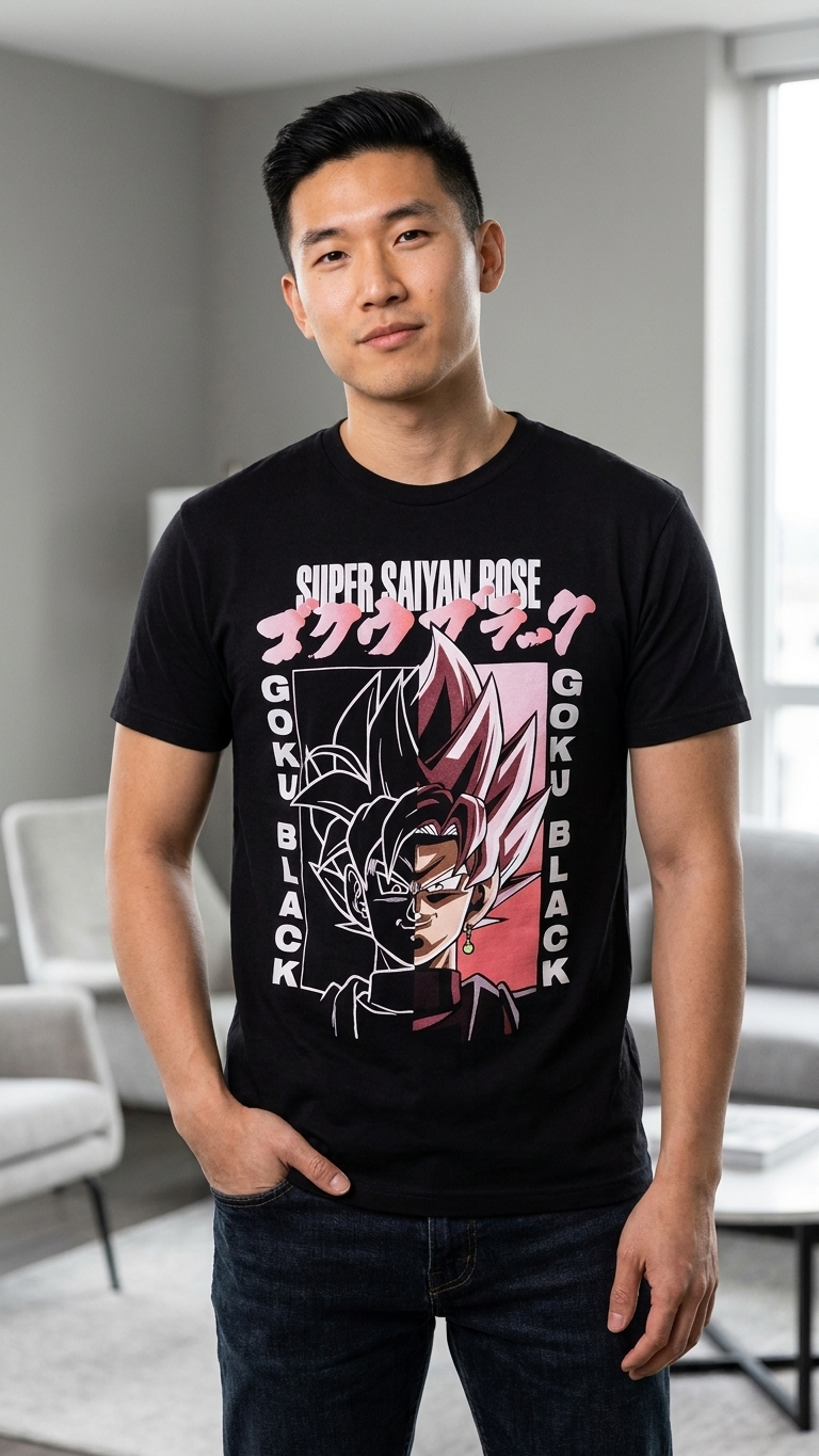 Adult Men's Unisex Dragon Ball Super Super Saiyan Rose Goku Black T-Shirt