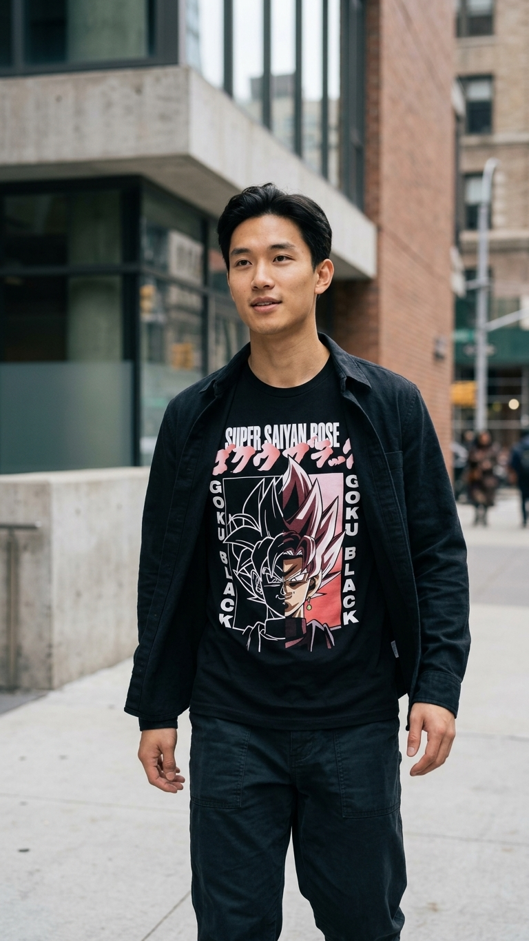 Adult Men's Unisex Dragon Ball Super Super Saiyan Rose Goku Black T-Shirt