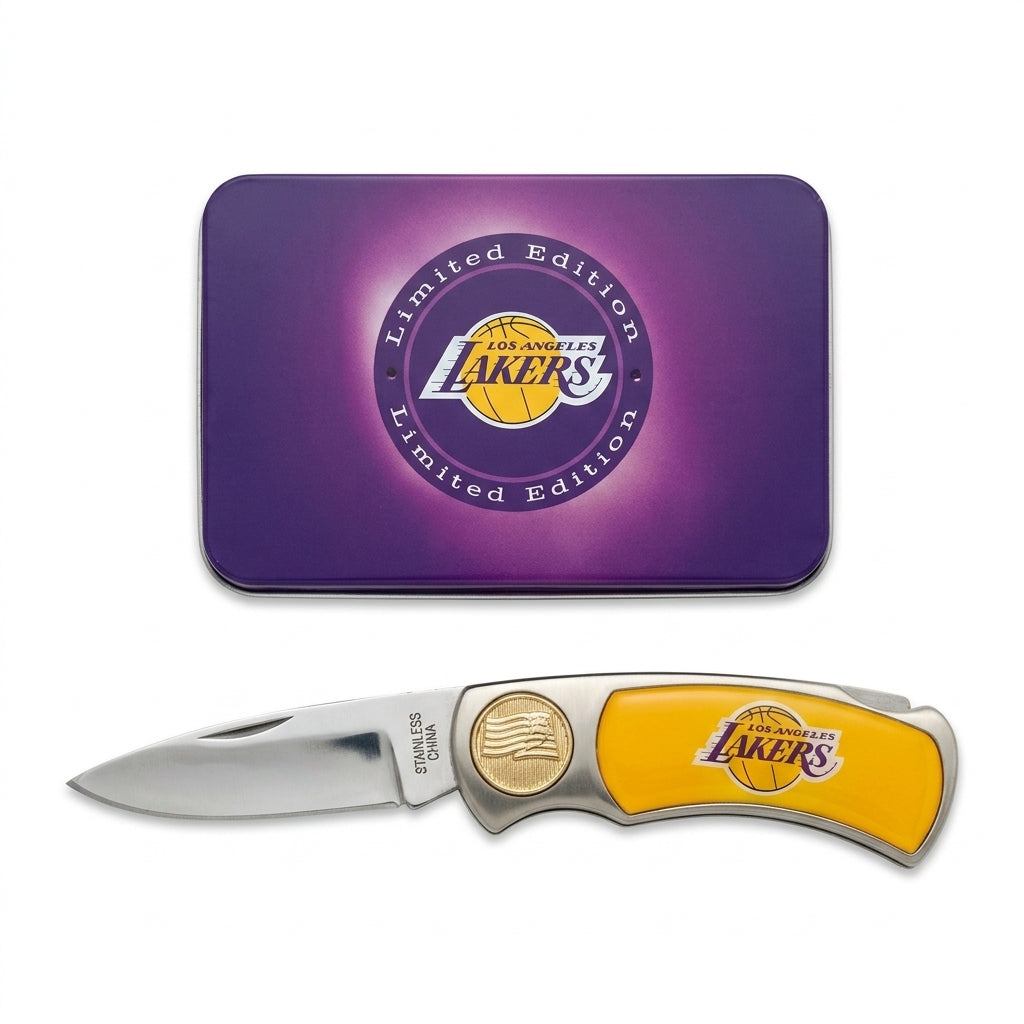 Limited Edition LA Basketball Fan Novelty Pocket Knife & Gift Tin Set (7 inch)