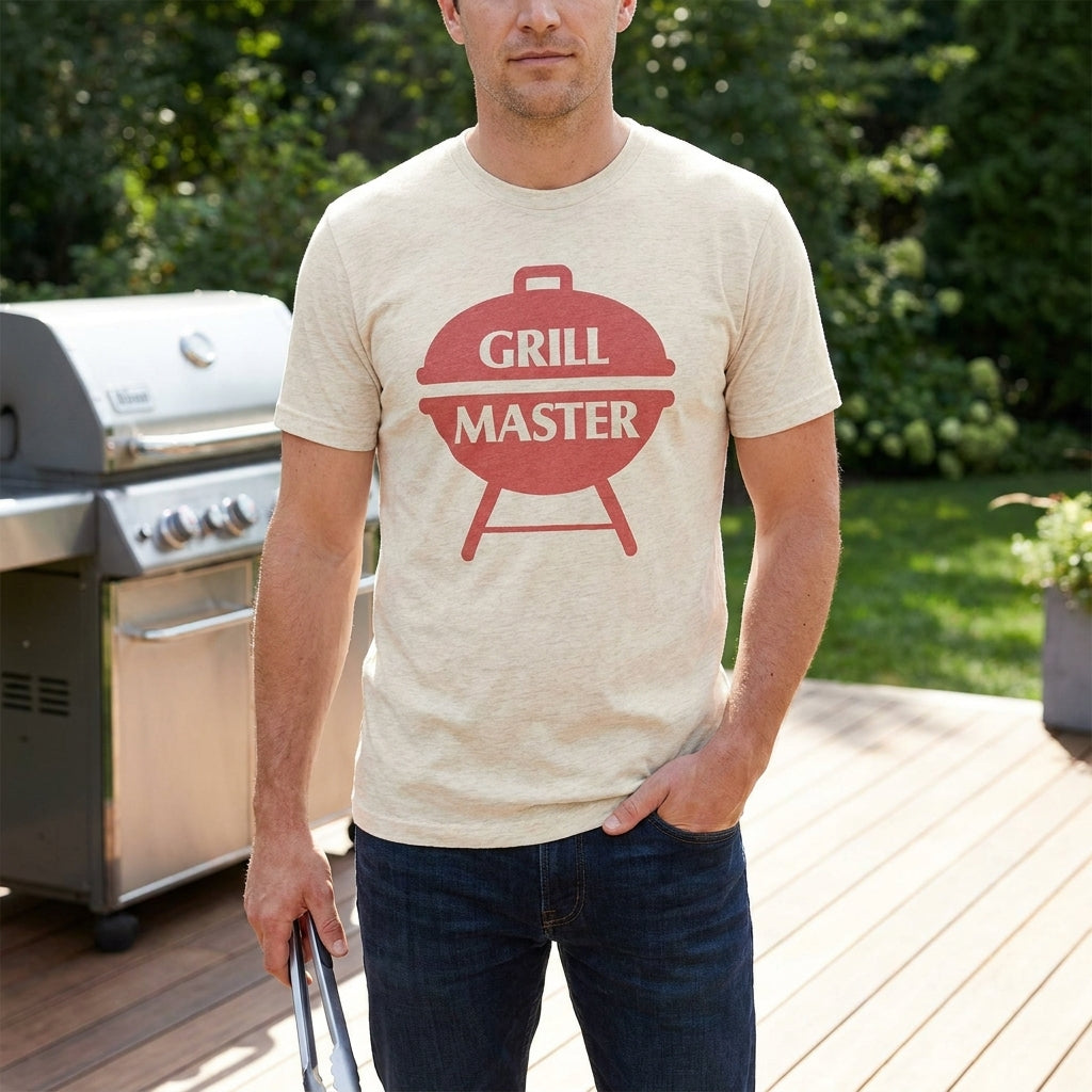 Men's Grill Master Graphic T-Shirt Retro BBQ Father's Day Tee - Heather Beige - view 5