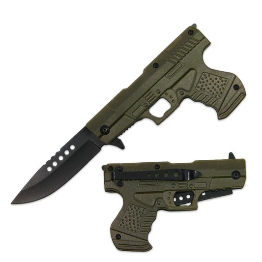 PT 1633-GN 4.5" Printed Gun-Handle Assist-Open Folding Knife