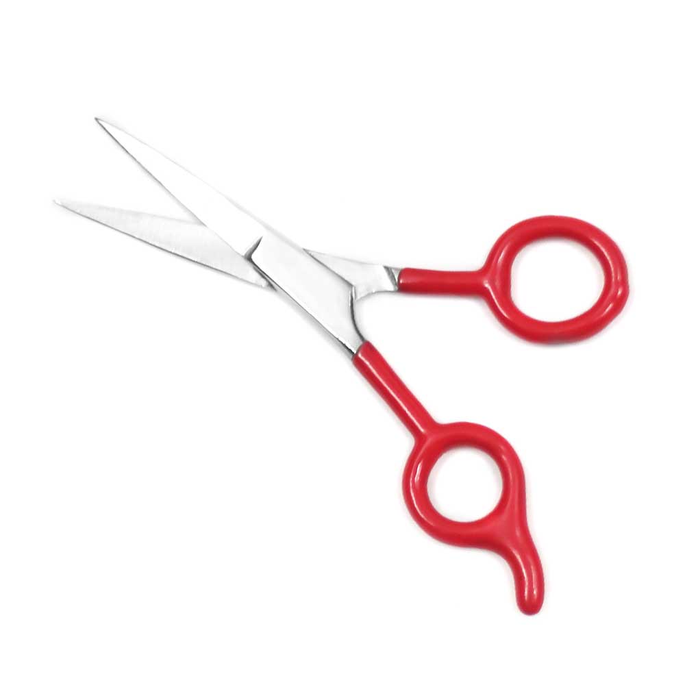 RI 535-B 5 1/2 inch ICE TEMPERED BARBER SCISSOR (RED PLASTIC HANDLE)