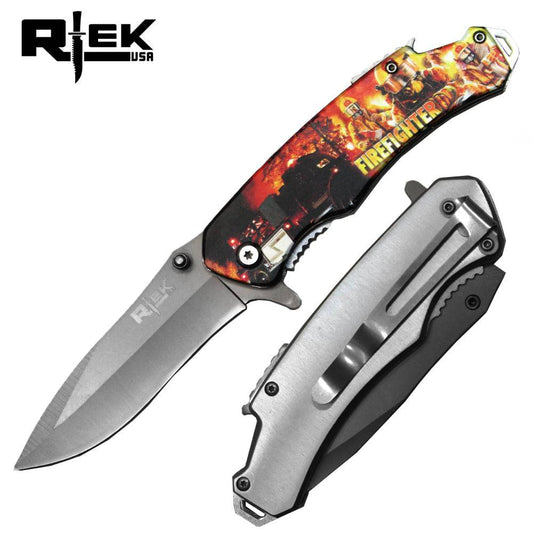 RT 4773-FF 4.5" Rtek Tactical Serviceman Assist-Open Knife with Bottle Opener & Glass Breaker