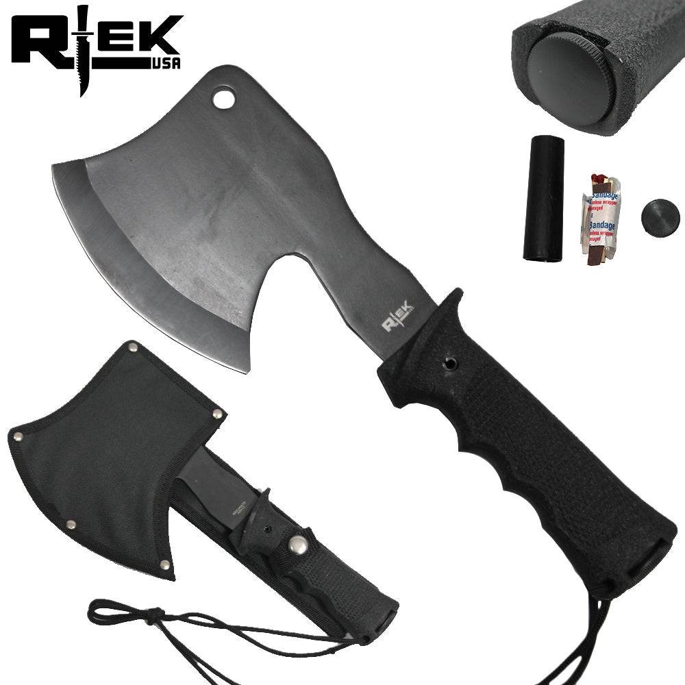 11 inch RTEK Black Survival Axe with Sheath & Survival Kit