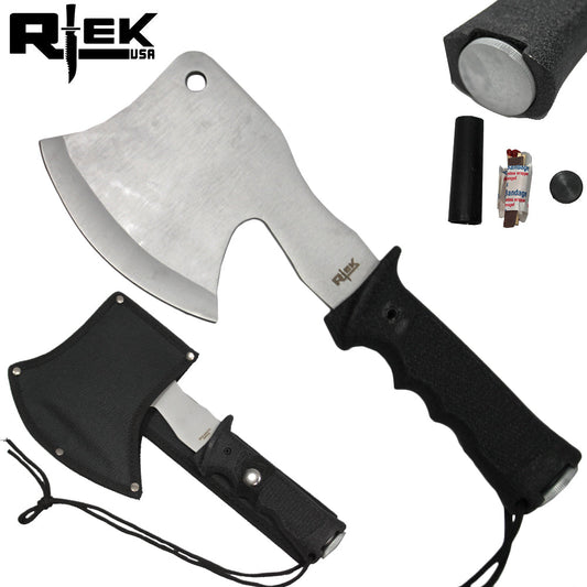 11" RTEK Silver Survival Axe with Sheath & Survival Kit - Bladevip