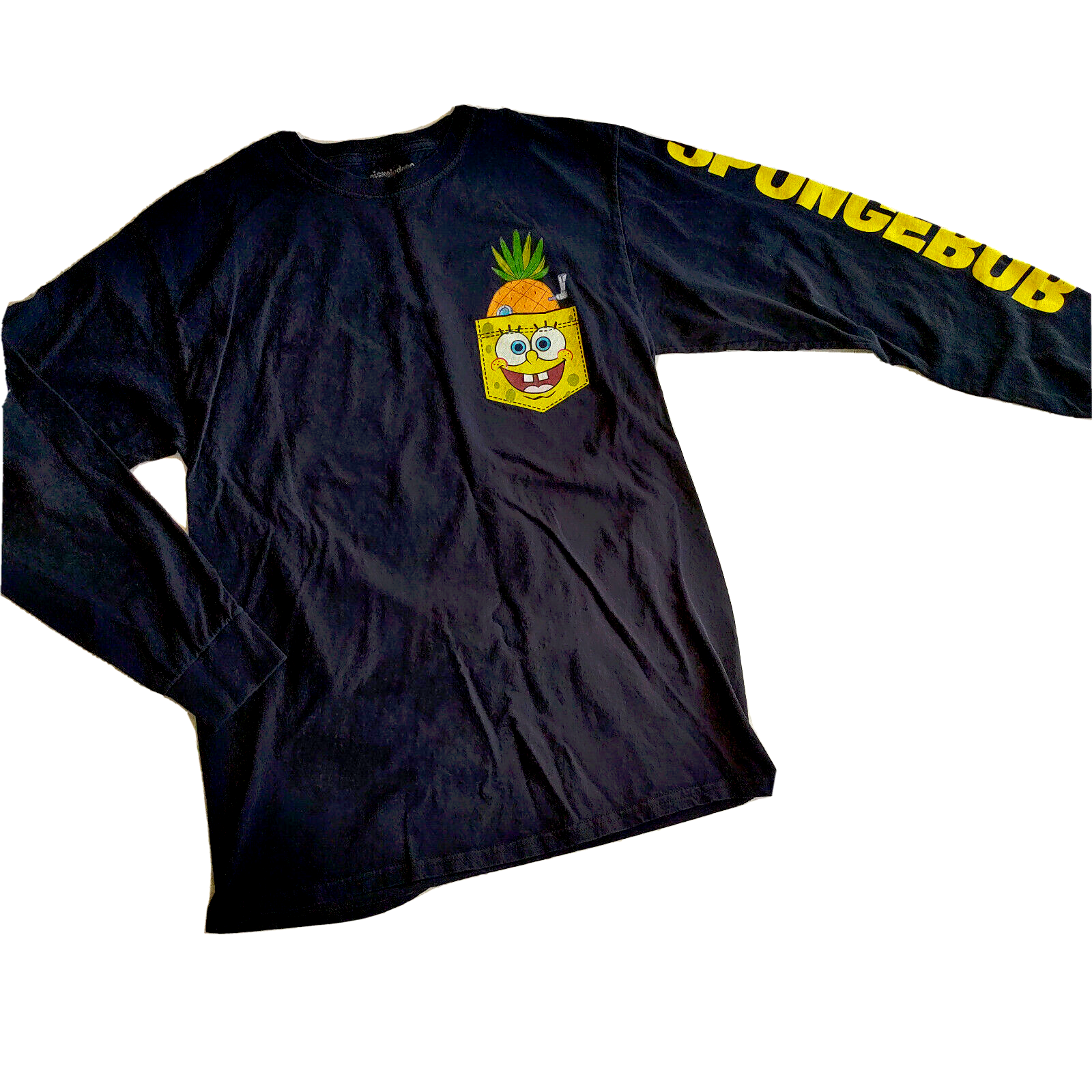 Men's Black Spongebob Squarepants Long Sleeve Tee - Bladevip