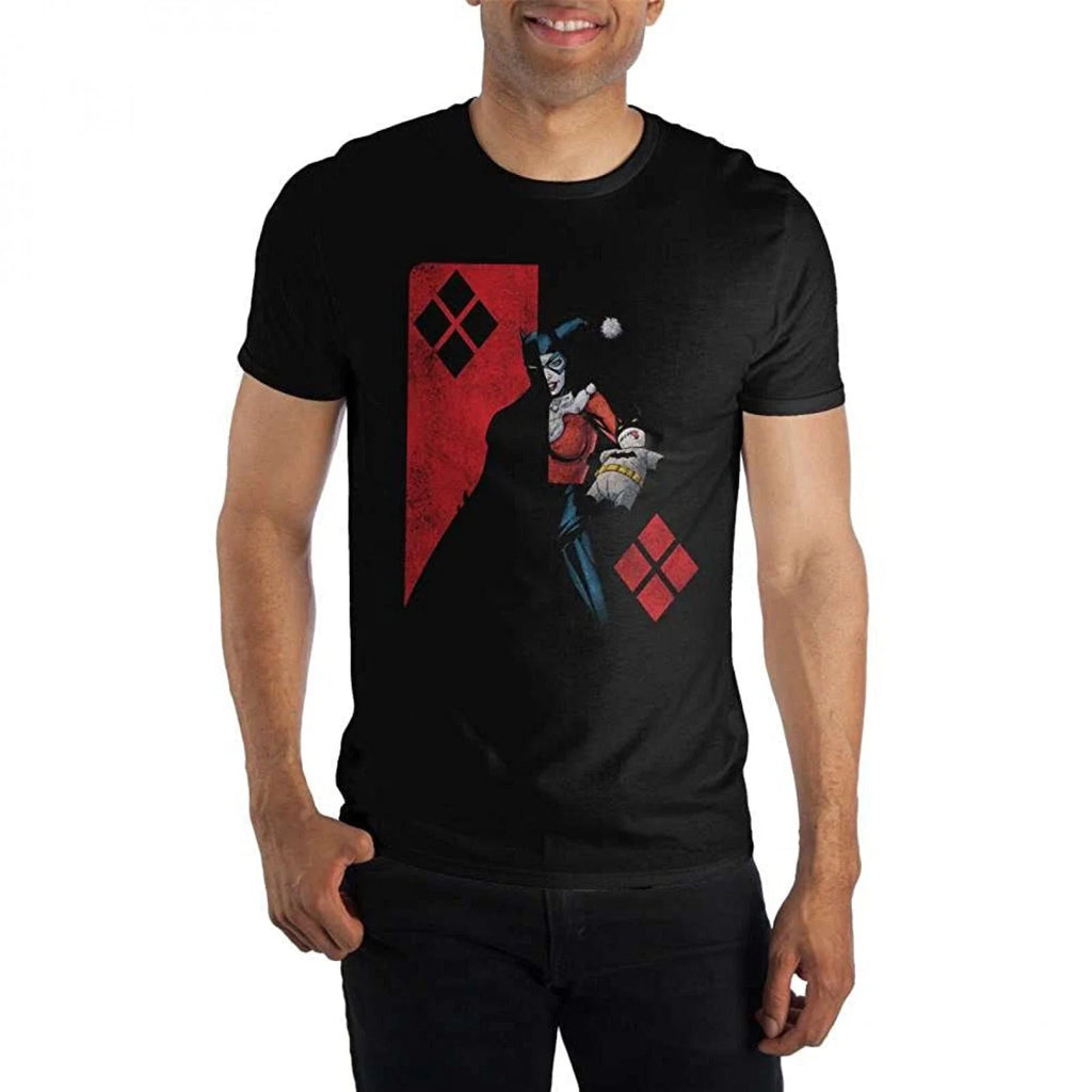 Men's DC Comics Half Harley Quinn Half Batman Graphic Tee T-Shirt