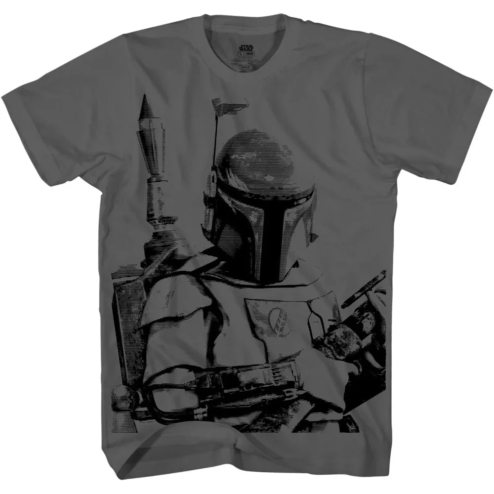 Men's Grey Star Wars Boba Fett Graphic Tee T-Shirt