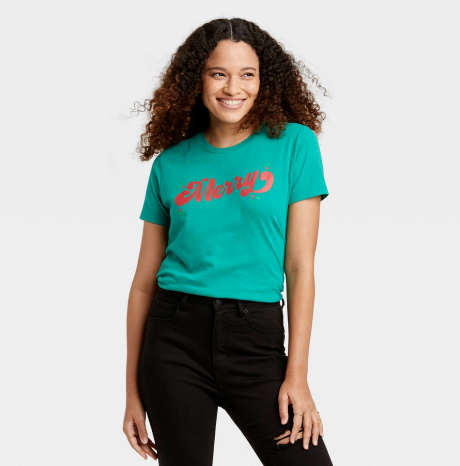 Women's Women's Holiday Merry Short Sleeve Graphic T-Shirt Tee