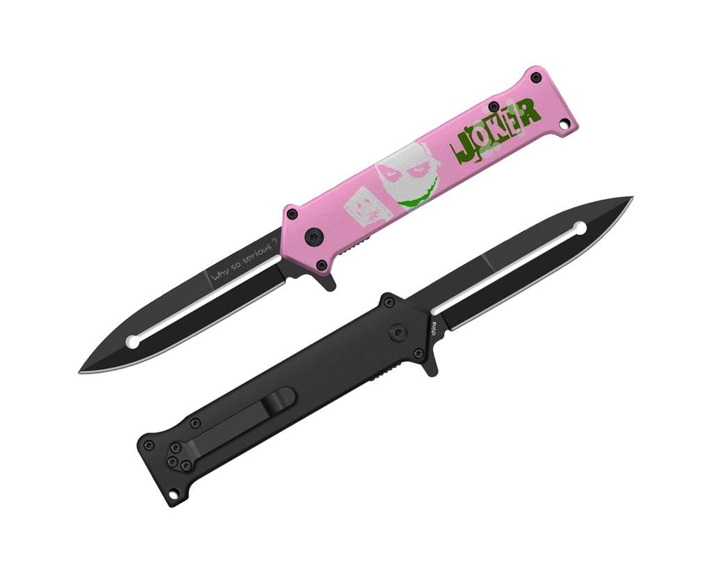 T 27018-JK3 4.5" Outdoor Camping Tool Multifunctional Fruit Knife - Pink Print Handle