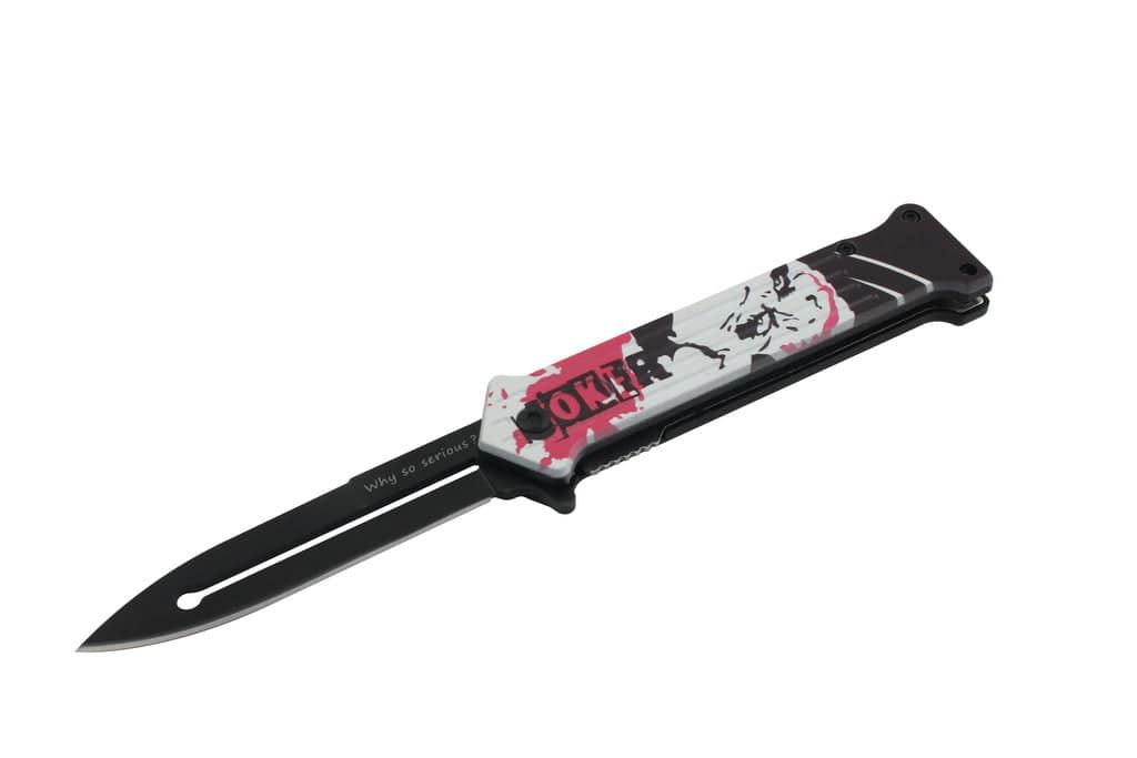 T 27018-JK4 4.5 inch Outdoor Camping Tool Multifunctional Fruit Knife - Red & White Print Handle