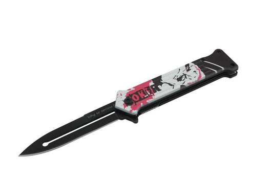 T 27018-JK4 4.5" Assist-Open Knife - Red & White Print Handle