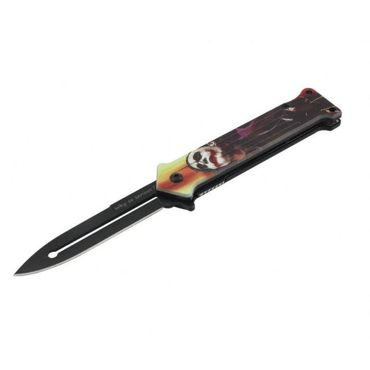 Cuchillo de apertura asistida de 4,5" - Mango con estampado estilo fantasía de payaso