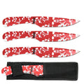 Juego de cuchillos arrojadizos con estampado de calavera roja de 8" con funda