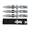 TK 016-365BK 6.5 inch Black Dragon Print Fixed Blade Knife Set with Nylon Sheath