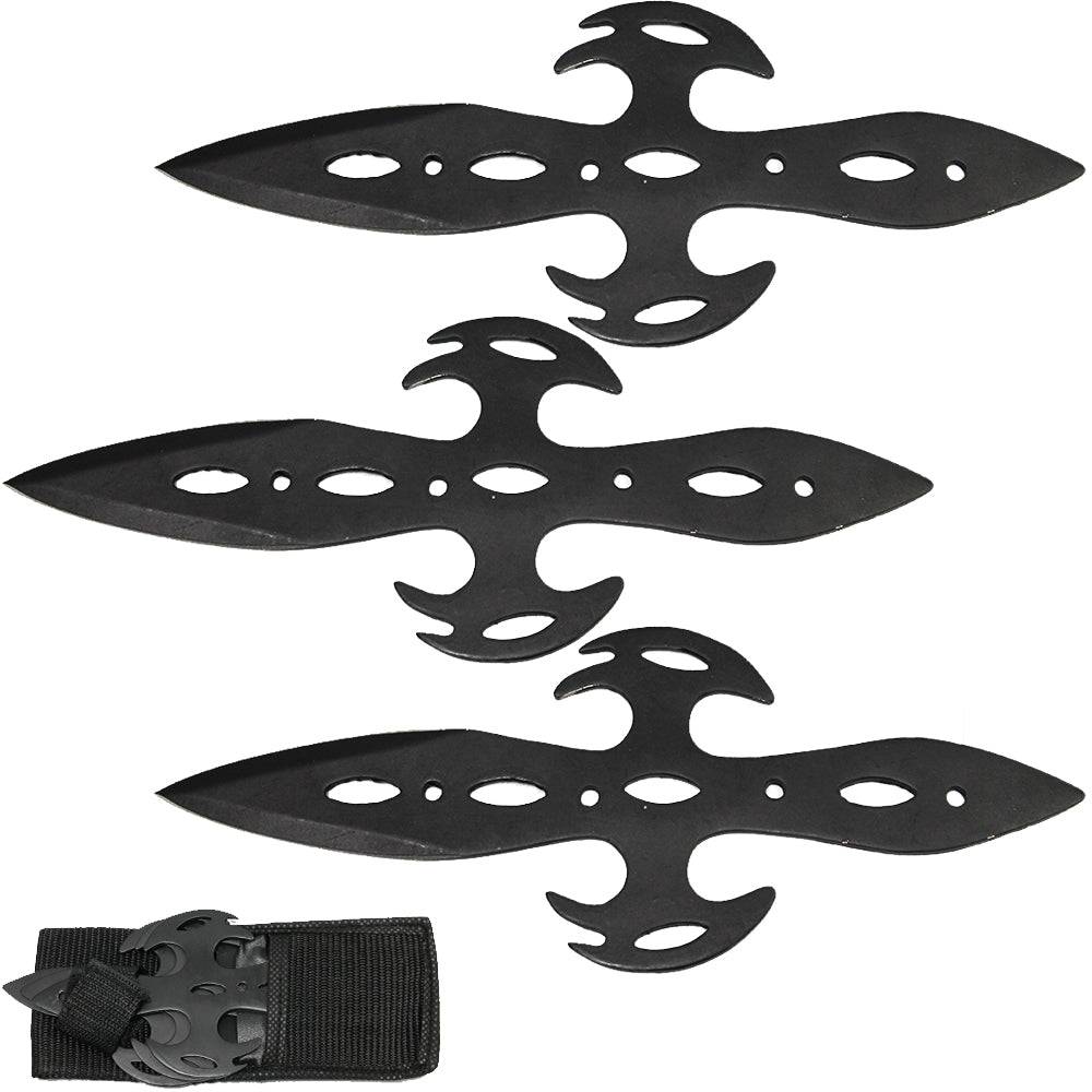 7.5 inch Black Warrior Fixed Blade Knife Set with Nylon Sheath