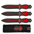 TK 029-365RD 6.5 inch Black & Red Skull Print Throwing Knife Set with Nylon Sheath