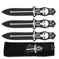 TK 029-365SL 6.5 inch Black & Silver Skull Print Throwing Knife Set with Nylon Sheath