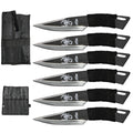 TK 042-665BSK 6 inch Black & Silver Scorpion Cord Wrapped Throwing Knife 6 PCS Set with Carrying Case