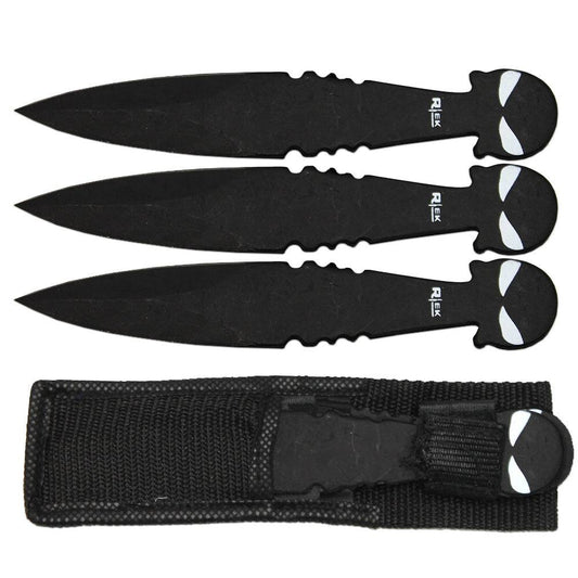 TK 043-365BSK Cuchillo arrojadizo con estampado de calavera negro de 6,5" y funda de nailon