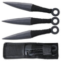 TK 086-365BK 6.5 inch Black Cord Wrapped Kunai Throwing Knife 3 PCS Set with Nylon Sheath