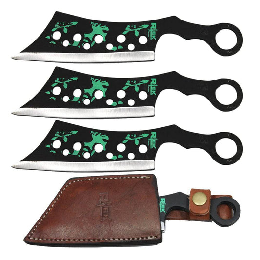 Juego de cuchillos arrojadizos con estampado Cleaver Zombie de 8" con funda