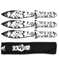 8.5 inch Silver Skull Print Fixed Blade Knife Set with Sheath