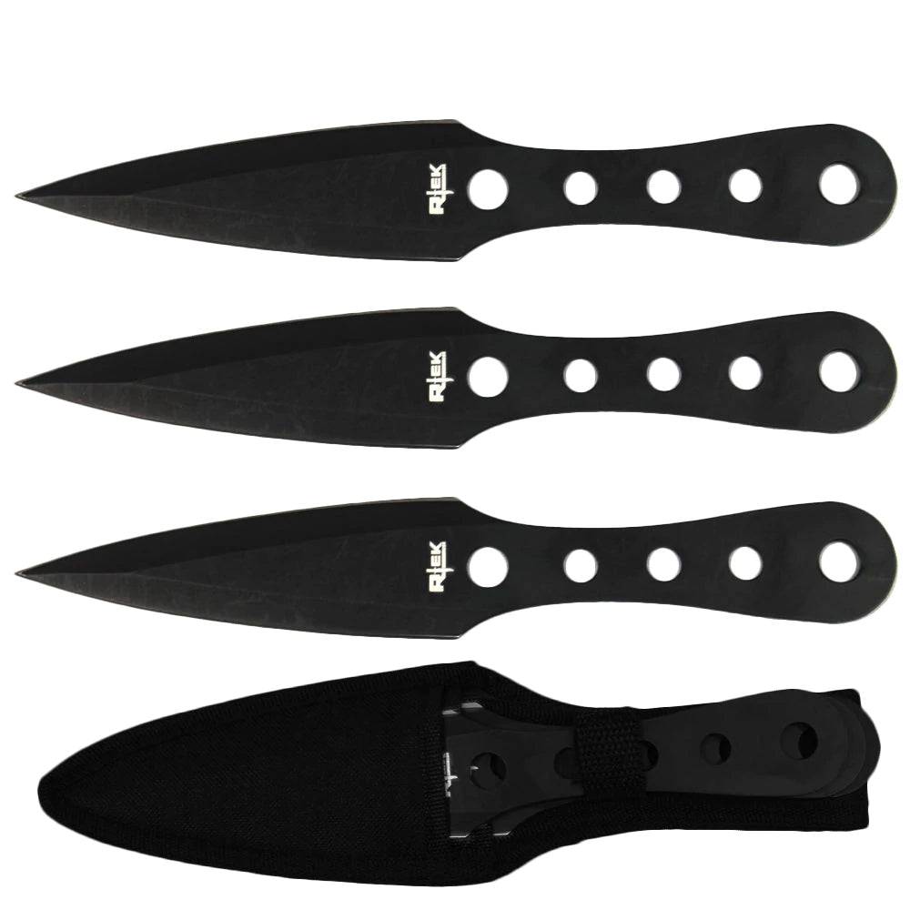 10" 3PCS Rtek Throwing Knife Set Black with Sheath