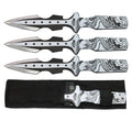 10 inch Black Dragon Print Fixed Blade Knife Set with Nylon Sheath