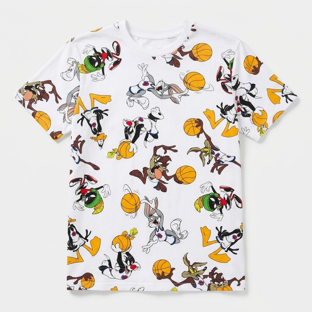 Adults Unisex Space Jam Shirt Taz Bugs Bunny All Over Print Graphic Tee