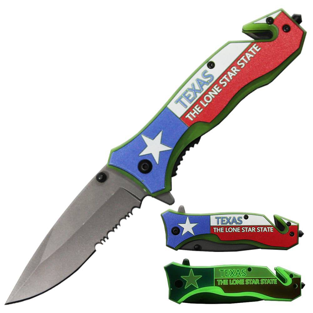 YC 1709-TX 4.5" Glow In The Dark Texas Outdoor Camping Tool Multifunctional Fruit Rescue Knife