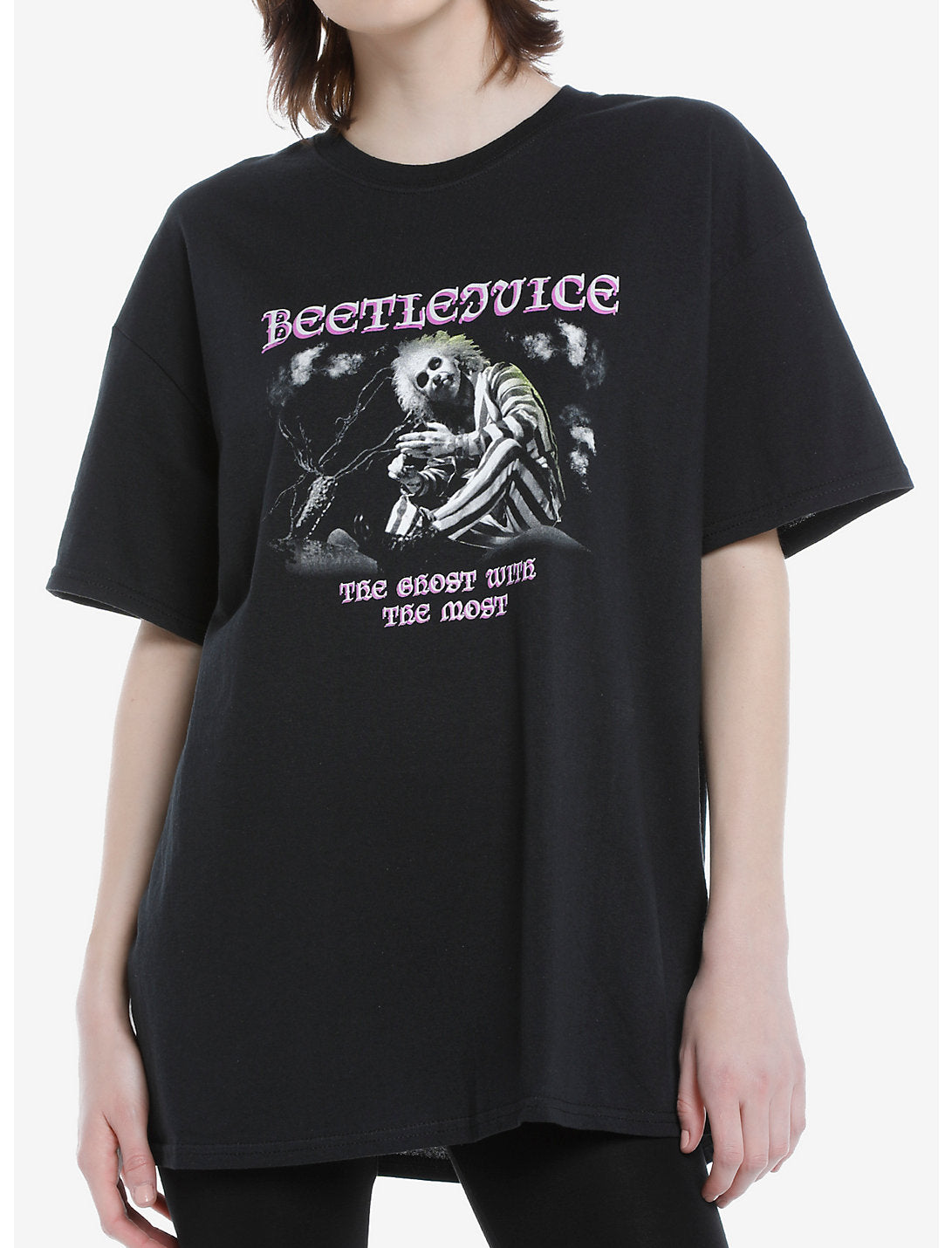 Camiseta Beetlejuice Ghost para mujer con la camiseta más extragrande