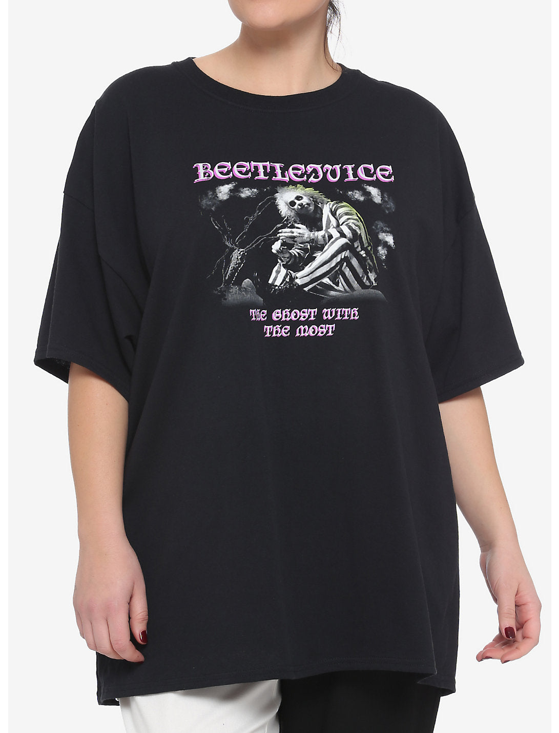 Camiseta Beetlejuice Ghost para mujer con la camiseta más extragrande