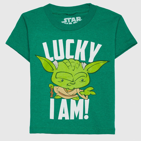 Camiseta de manga corta para niños de Star Wars Yoda Lucky I Am 